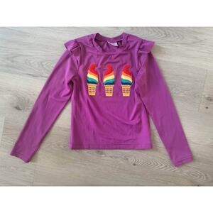 Hanna Andersson Size 140 US 10 Ice Cream Cone Sunblock Rainbow Rash Guard